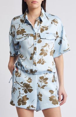 VERO MODA Lillian Freja Short Sleeve Button-Up Shirt in Dutch Canal Aopfreja 