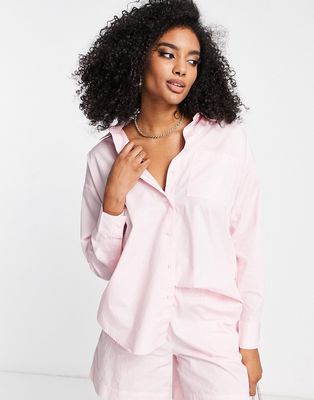 Vero Moda long sleeve boyfriend shirt in pink - part of a set