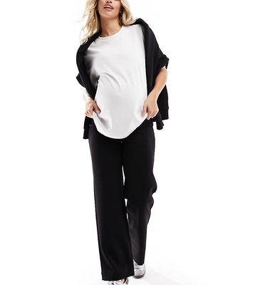Vero Moda Maternity over the bump straight leg pants in black