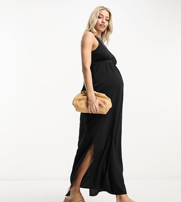 Vero Moda Maternity racer maxi dress in black