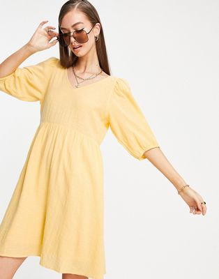 Vero Moda mini smock dress with cross back in yellow