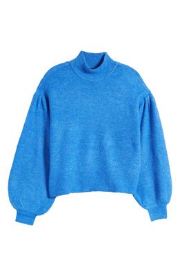 VERO MODA New Rubellefile Mock Neck Sweater in French Blue Detail