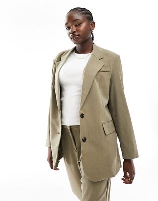 Vero Moda oversized tailored blazer in beige - part of a set-Neutral
