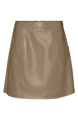 VERO MODA Pernille High Waist Coated Faux Leather Skirt in Tigers Eye