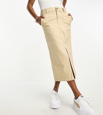 Vero Moda Petite column denim skirt in cream-White