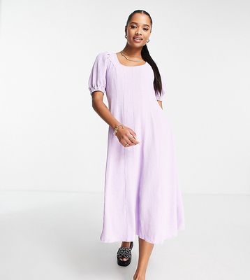 Vero Moda Petite corset seam detail midi dress with scoop next in lilac-Purple