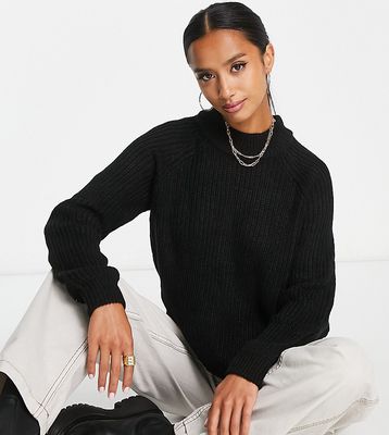 Vero Moda Petite high neck chunky knit sweater in black