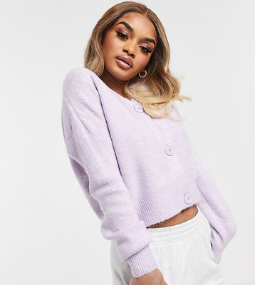 Vero Moda Petite knitted cardigan with balloon sleeves in lilac-Purple