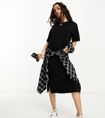 Vero Moda Petite oversized t-shirt maxi dress in black