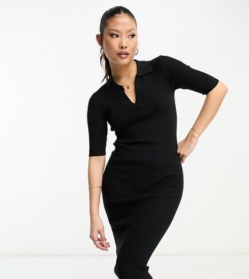Vero Moda Petite ribbed t-shirt midi dress in black