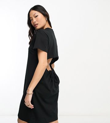 Vero Moda Petite t-shirt mini dress with cut out back in black