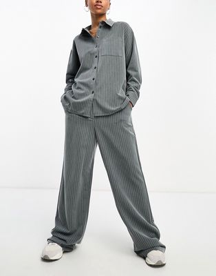 Vero Moda pinstripe wide leg pants in gray - part of a set