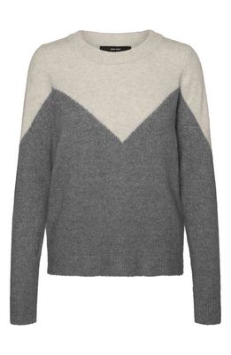 VERO MODA Plaza Colorblock Stripe Sweater in Birch Detail W Med Grey