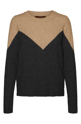 VERO MODA Plaza Colorblock Sweater in Tan Detail Black