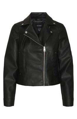 VERO MODA Ramon Crop Faux Leather Jacket in Black