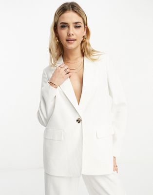 Vero Moda relaxed tailored blazer in white - part of a set