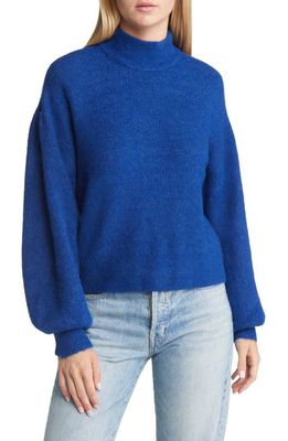 VERO MODA Rubellefile Mock Neck Sweater in Sodalite Blue Melange