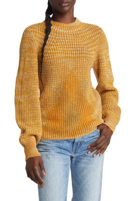 VERO MODA Sayla Space Dye Mock Neck Sweater in Spicy Mustard Detail Laven Fog