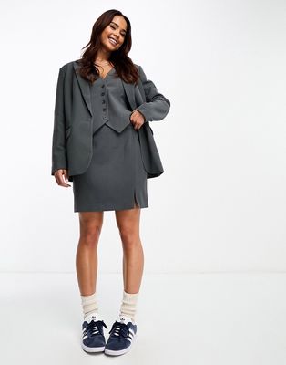 Vero Moda tailored mini skirt with split in gray - part of a set