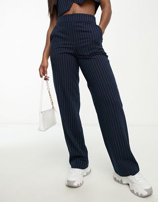 Vero Moda tailored pinstripe wide leg pants in navy - part of a set