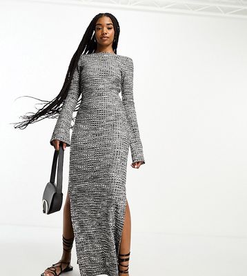 Vero Moda Tall knit scoop back maxi dress in gray melange