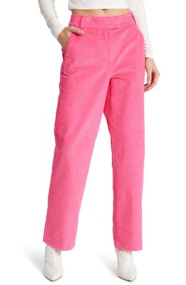 VERO MODA Tatiana High Waist Straight Leg Corduroy Jeans in Hot Pink