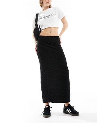 Vero Moda textured stretch midi skirt in black