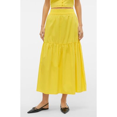 VERO MODA Tiered Maxi Skirt in Lemon Zest 