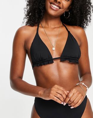 Vero Moda triangle bikini top in black
