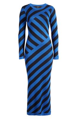 VERO MODA Trudy Stripe Long Sleeve Maxi Sweater Dress in Beaucoup Blue Detail