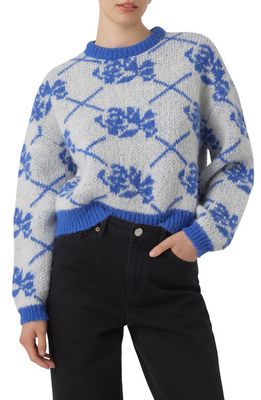 VERO MODA Zelman Pattern Sweater in Birch Detail Beaucoup Blu Flwr