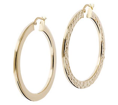 Veronese 18K Clad 1-1/2" Round Hoop Earrings