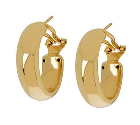 Veronese 18K Clad 1" Oval Hoop Earrings with Om ega Backs