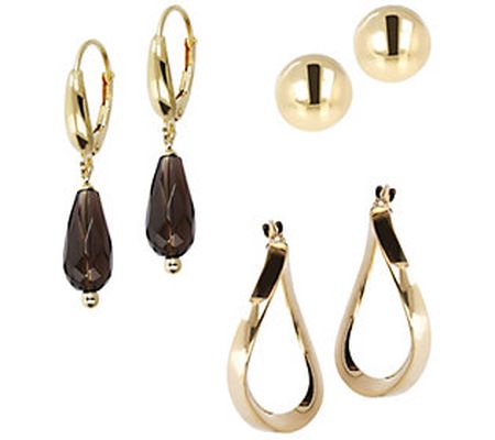 Veronese 18K Clad 3 Pair Earrings Set