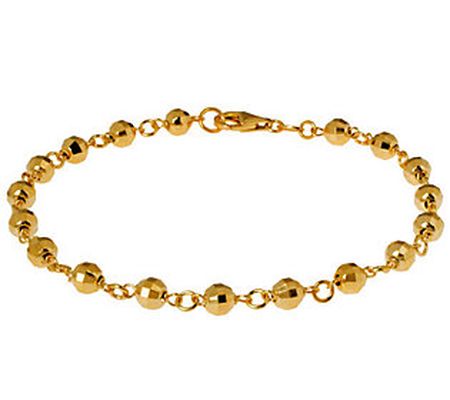 Veronese 18K Clad 9" Diamond-Cut Bead Anklet