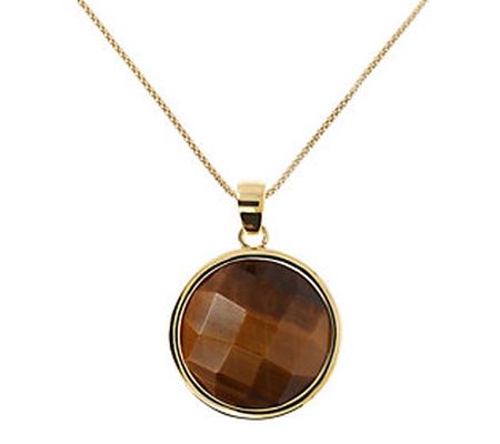 Veronese 18K Clad Tiger's Eye Pendant w/ 26" Ch ain