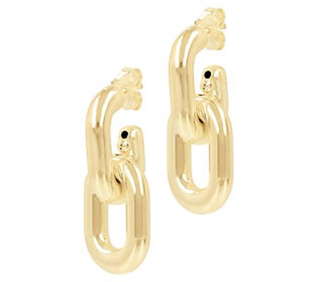 Veronese 18K Gold Plated Double Link Dangle Ear rings