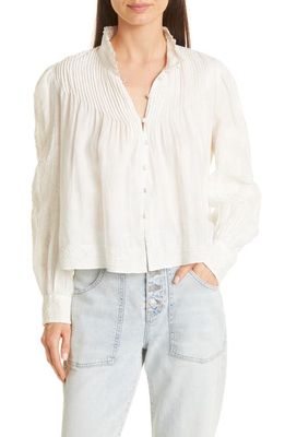 Veronica Beard Amandine Pleated Shirt in White