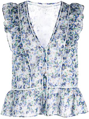Veronica Beard Araya floral-print sleeveless blouse - Blue