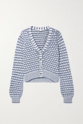 Veronica Beard - Artura Open-knit Cotton Cardigan - Blue