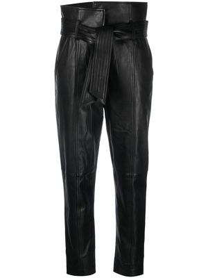 Veronica Beard belted faux leather trousers - Black