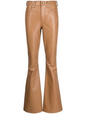 Veronica Beard Beverly flared-leg faux leather trousers - Brown