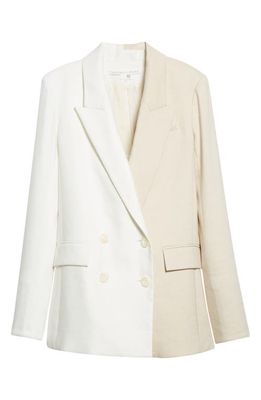 Veronica Beard Braeton Two-Tone Linen Blend Jacket in White/Limestone