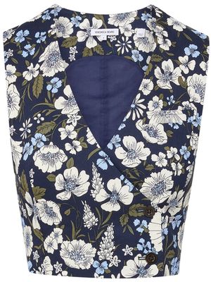 Veronica Beard Brinkley floral wrap top - Blue