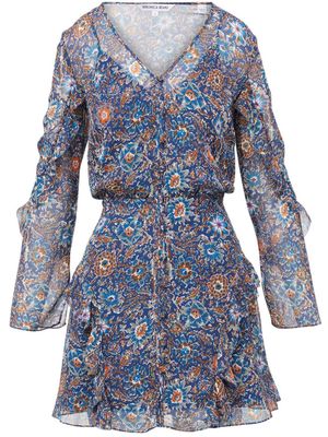 Veronica Beard Camden floral-print silk minidress - Blue