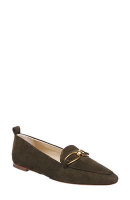 Veronica Beard Champlain Chain Pointed Toe Flat in Olive