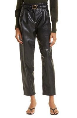 Veronica Beard Coolidge Belted Faux Leather Pants in Black