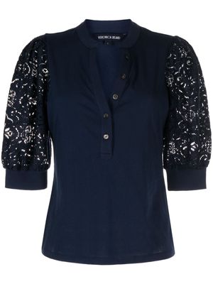 Veronica Beard Coralee lace-sleeve blouse - Blue