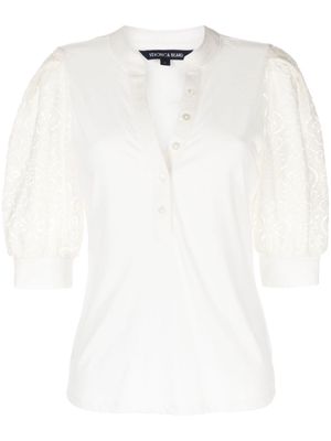 Veronica Beard Coralee lace-sleeve blouse - White