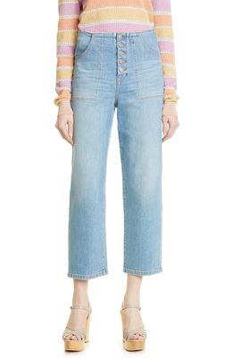Veronica Beard Crosbie High Waist Crop Wide Leg Jeans in Lakeshore